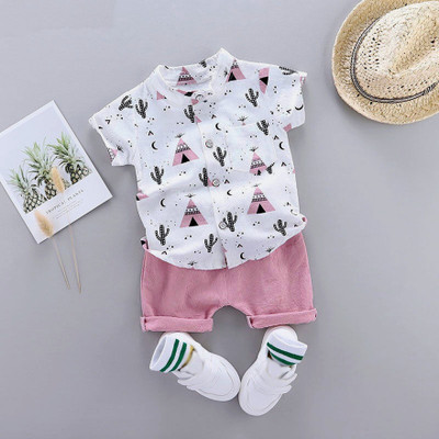 LittleRebel Baby Boys & Baby Girls Casual Shirt Shorts(CLASSIC-PINK)