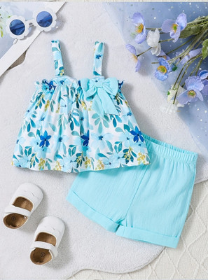 bby first choice Indi Baby Girls Below Knee Casual Dress(Blue, Sleeveless)