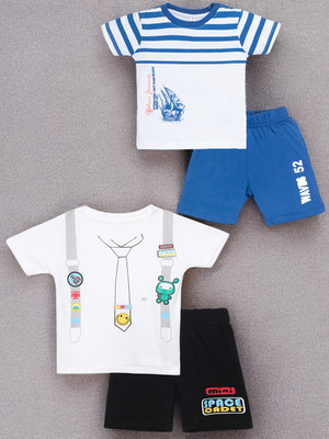 Guti Boys Casual T-shirt Shorts(White&White)
