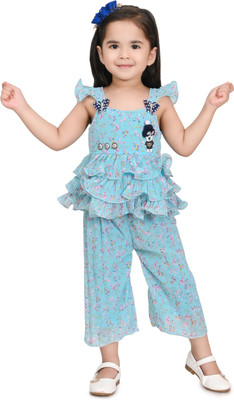 ELYON FASHION Baby Girls Casual Top Pant(Light Blue)