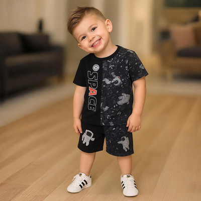 KIdbea Boys Casual T-shirt Shorts(BLACK)