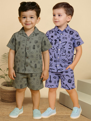 PROVOGUE Boys Casual Shorts Shirt(Multicolor)