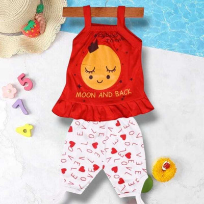 Procyon Baby Girls Casual T-shirt Pyjama(Red)