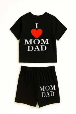 STYLESHIVAM Baby Boys & Baby Girls Casual T-shirt Pant(Black)