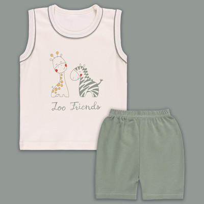 Wishkaro Baby Boys Casual T-shirt Shorts(Cream)