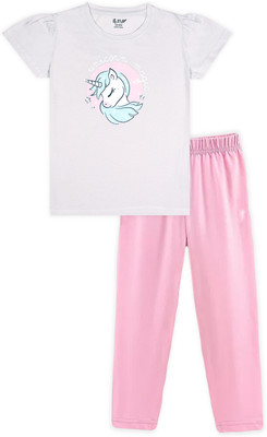 J&JP Girls Casual T-shirt Track Pants(MULTI)