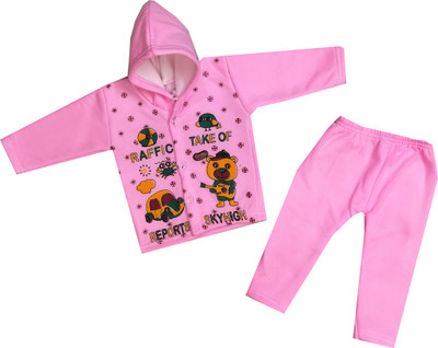 Fly Step Baby Boys & Baby Girls Party(Festive) Sweater Sweatpant(PINK)