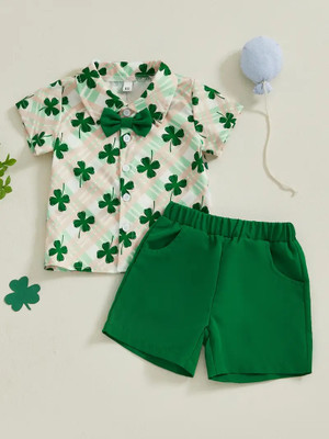 SVH Fashion Baby Boys & Baby Girls Casual Shirt Shorts(Green Lives)