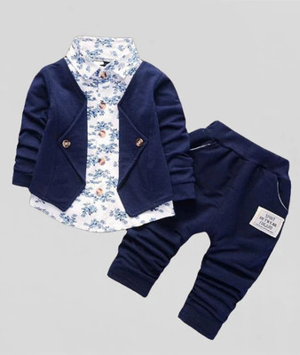 KHODIYAR FASHION Baby Boys Party(Festive) Jacket Pant(Blue,White)