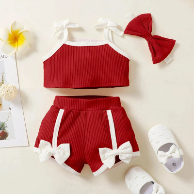 PORPY Baby Girls Casual Top Shorts(Maroon)