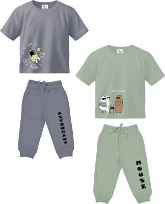 Toddylon Baby Boys & Baby Girls Casual T-shirt Pyjama(Green, Grey)