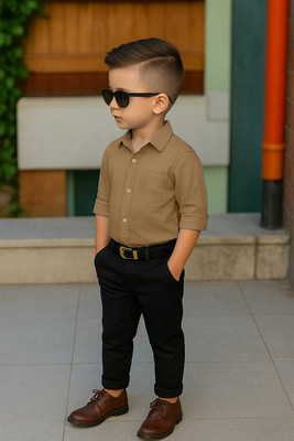Nelkar Boys Party(Festive) Shirt Pant(CHIKU)