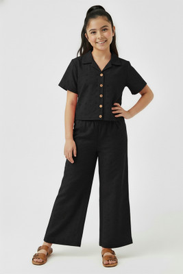 Trampoline Girls Casual Top Trouser(Black)