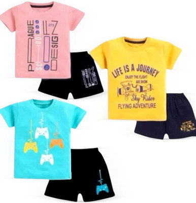 Styks Baby Boys & Baby Girls Casual T-shirt Shorts(MULTICOLOUR-4)
