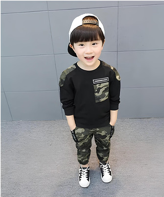 ANIKA CREATIONN Boys Party(Festive) T-shirt Track Pants(Black)
