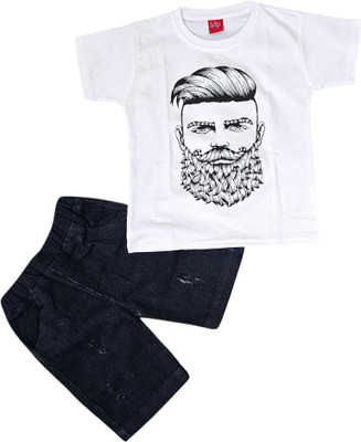 THE LALCOLLECTION KIDSWEAR Boys Casual T-shirt Shorts(White)