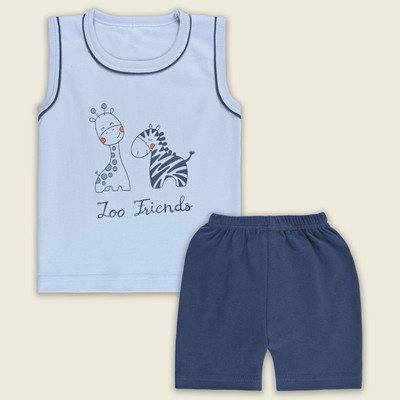 Wishkaro Baby Boys Casual T-shirt Shorts(Blue)