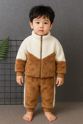 AMR FASHION Baby Boys & Baby Girls Party(Festive) Track Suit Track Suit(Brown-White)