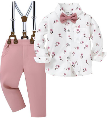 EZIKIDS Baby Boys & Baby Girls Party(Festive) Shirt Pant(PINK)