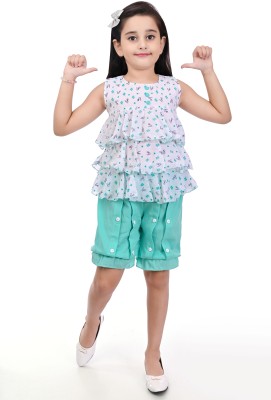 Chandrika Girls Party(Festive) Top Shorts(SEAGREEN)