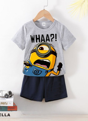psv fashion Baby Boys Casual T-shirt Trouser(Grey Melange)