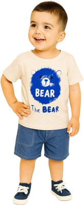 MINIMIGTHY Baby Boys Casual T-shirt Shorts(cream)