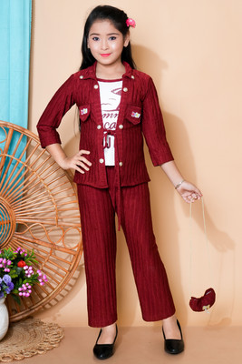 sagnikclothing Girls Party(Festive) Top Pant(maroon)
