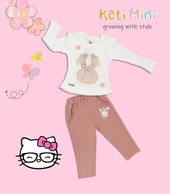 KETI MINI Baby Girls Casual Top Pant(Rose)