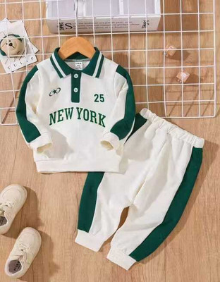 RST DRESSES Baby Boys & Baby Girls Casual T-shirt Pant(WHITE)