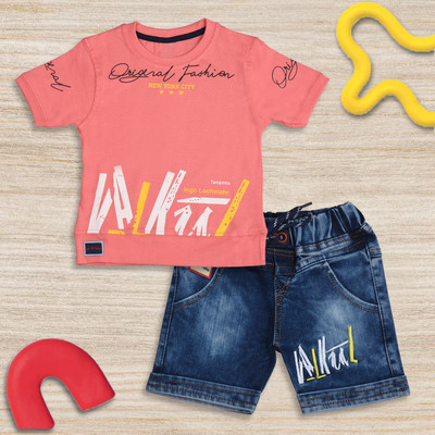 Worton Fashion Boys Casual T-shirt Shorts(PINK)