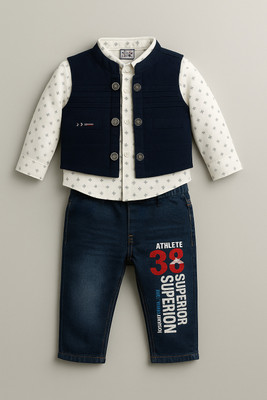 TOGEPI Baby Boys & Baby Girls Party(Festive) Jacket Jacket, Shirt, Pant(Blue)