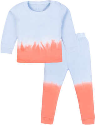 Guti Boys & Girls Casual T-shirt Pyjama(Skyblue&Red)