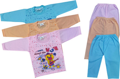 Siddhi Enterprises Baby Boys & Baby Girls Casual T-shirt Pyjama(pink)