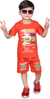 P INTERNATIONAL Boys Casual T-shirt Shorts(ORANGE)