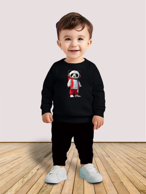 MGRS Baby Boys Casual T-shirt Track Pants(Black)