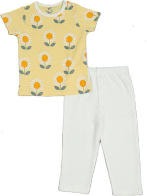 Baby's Hub Baby Girls Casual T-shirt Pyjama(yellow)