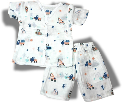 bearbaby Baby Boys & Baby Girls Casual T-shirt Pant(Blue)