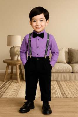 Bleckz Someck Boys Party(Festive) Shirt Pant(Purple)
