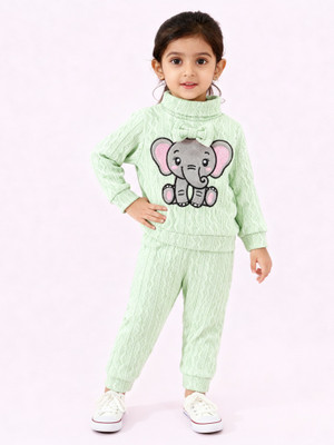 R RAI FASHION Baby Girls Casual Top Pant(Green)