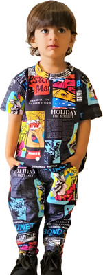 DEEPIMPEX Boys & Girls Party(Festive) T-shirt Shorts(BLACK)