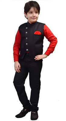 PINAMONI Baby Boys & Baby Girls Party(Festive) Top Trouser(Red)