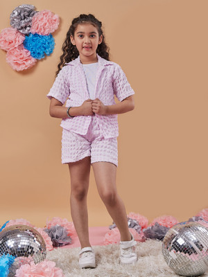 Pspeaches Girls Casual Shirt Shorts(Lilac)