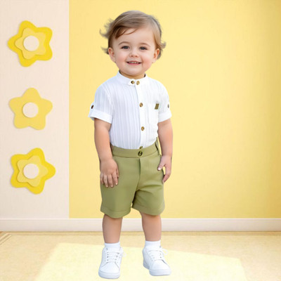 menvy Baby Boys Casual Shirt Shorts(Green)