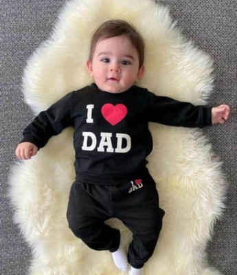 HF WARSI Baby Boys & Baby Girls Party(Festive) T-shirt Pant(BLACK, BLACK)