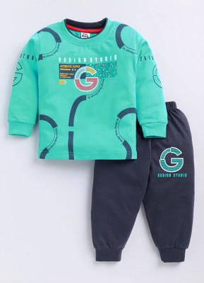TINY BINY Boys Casual T-shirt Track Pants(Rama Green)