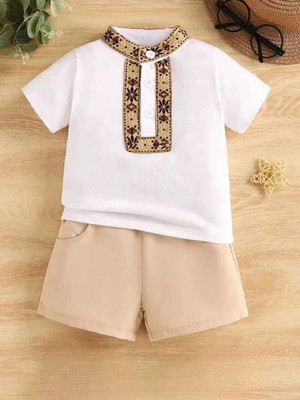 HouseOfCommon Baby Boys & Baby Girls Casual T-shirt Shorts(White)