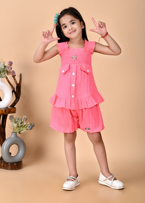 TIMESSTYLE Girls Party(Festive) Top Pant(Pink)