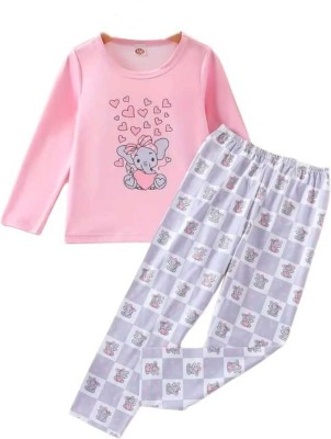 Indhrani Creation Baby Girls Casual T-shirt Pant(Pink)