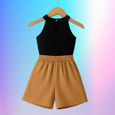 RIYANSHI Girls Casual Top Skirt(Black, Brown)