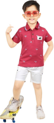 Choo Choo Boys Casual T-shirt Shorts(Red)
